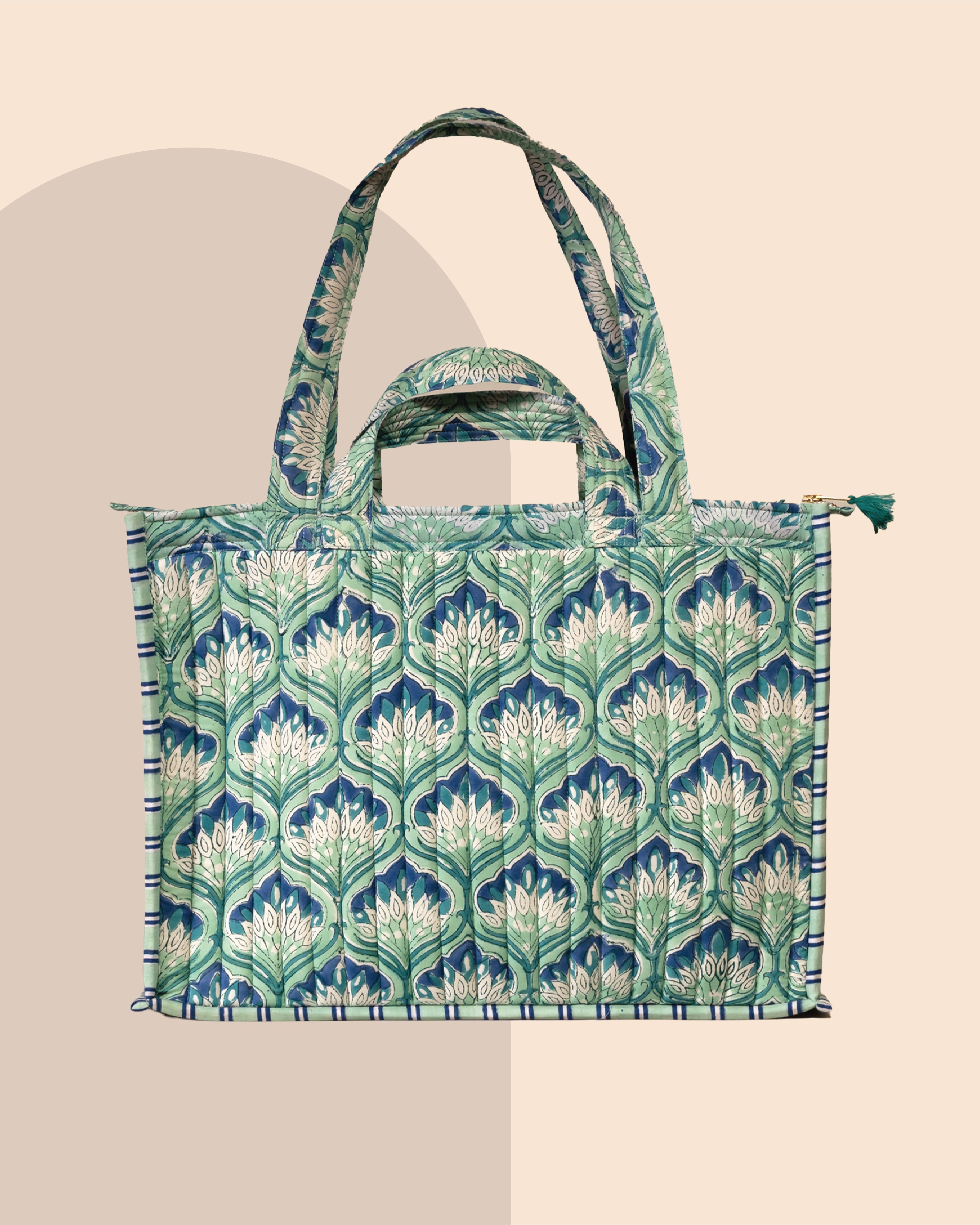 Aesthetic AF - Handblock Printed Quilted Tote Bag