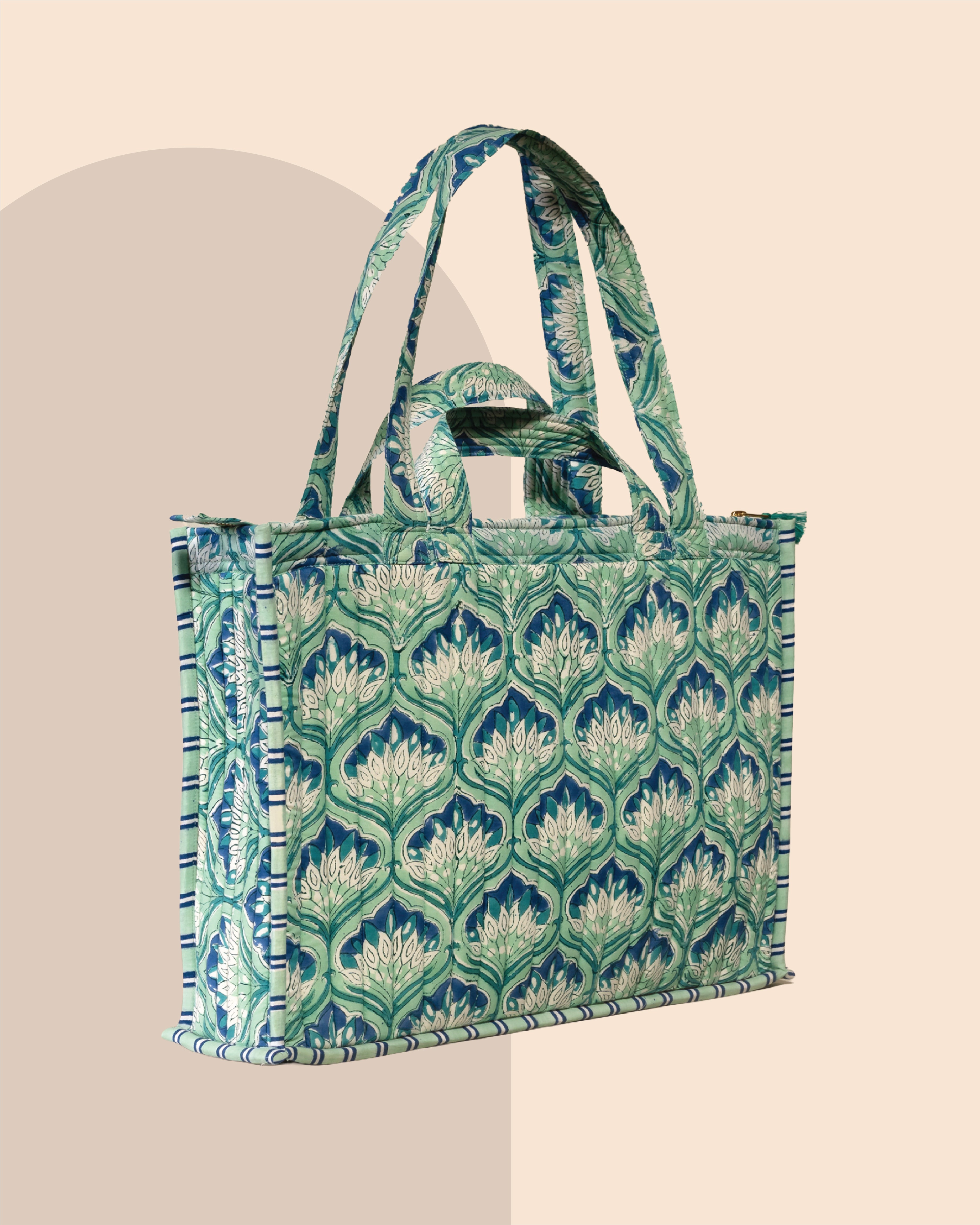 Aesthetic AF - Handblock Printed Quilted Tote Bag
