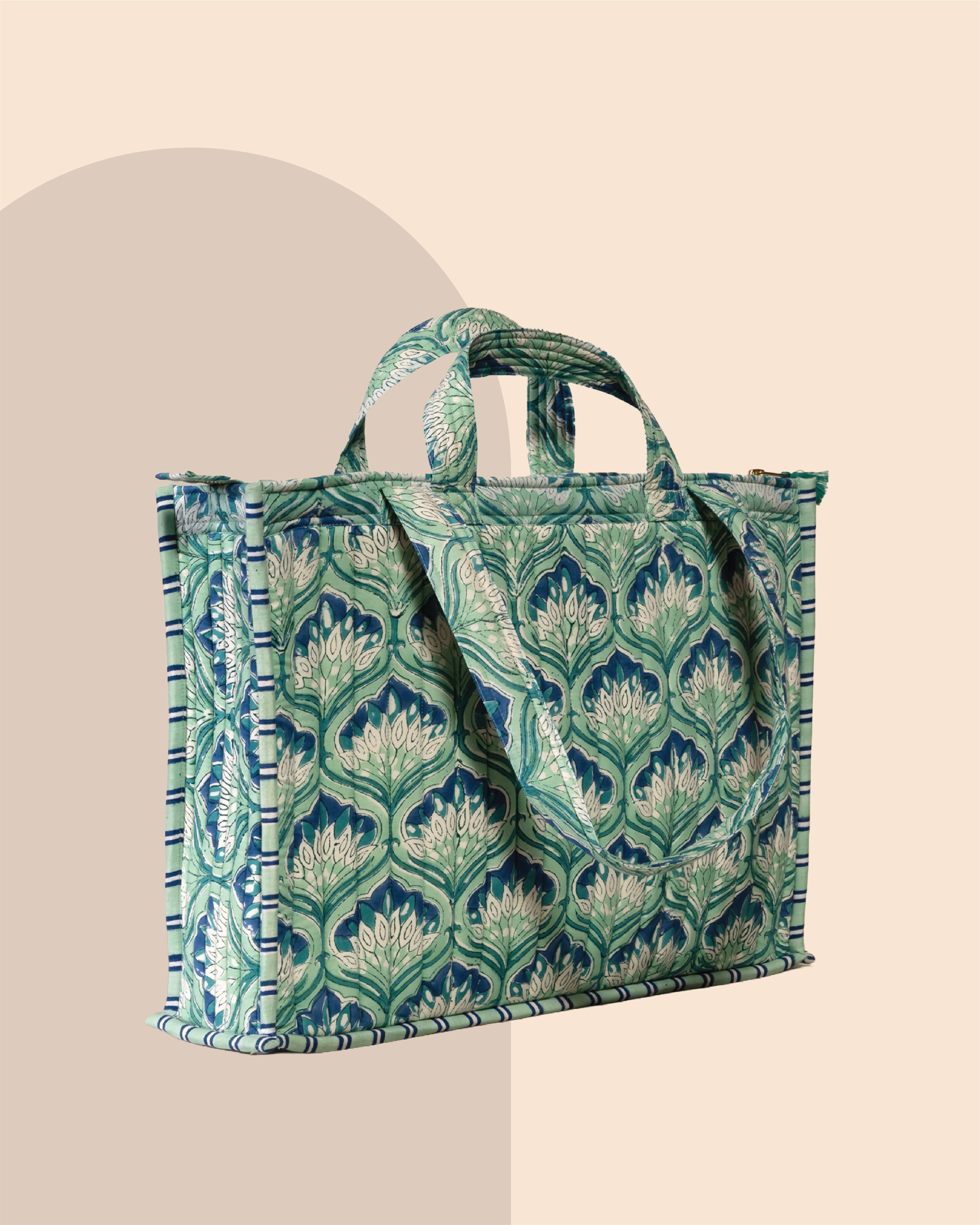 Aesthetic AF - Handblock Printed Quilted Tote Bag
