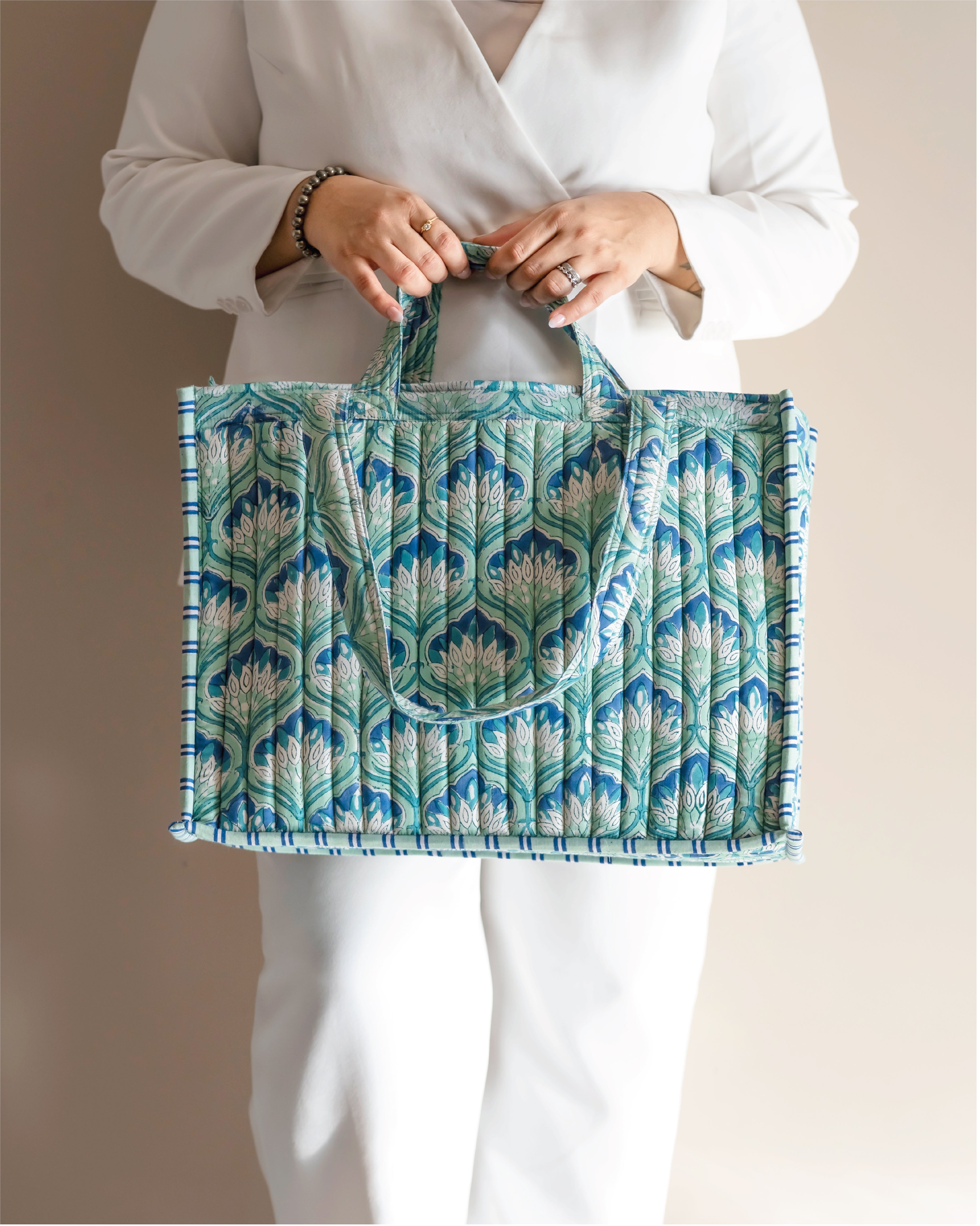 Aesthetic AF - Handblock Printed Quilted Tote Bag