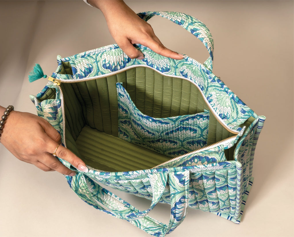 Aesthetic AF - Handblock Printed Quilted Tote Bag