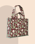 Berry Pretty- Handblock Printed Quilted Tote Bag