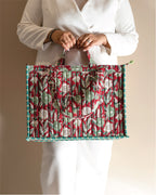Berry Pretty- Handblock Printed Quilted Tote Bag
