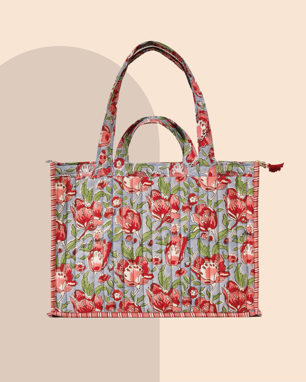 Bloomzilla - Handblock Printed Quilted Tote Bag