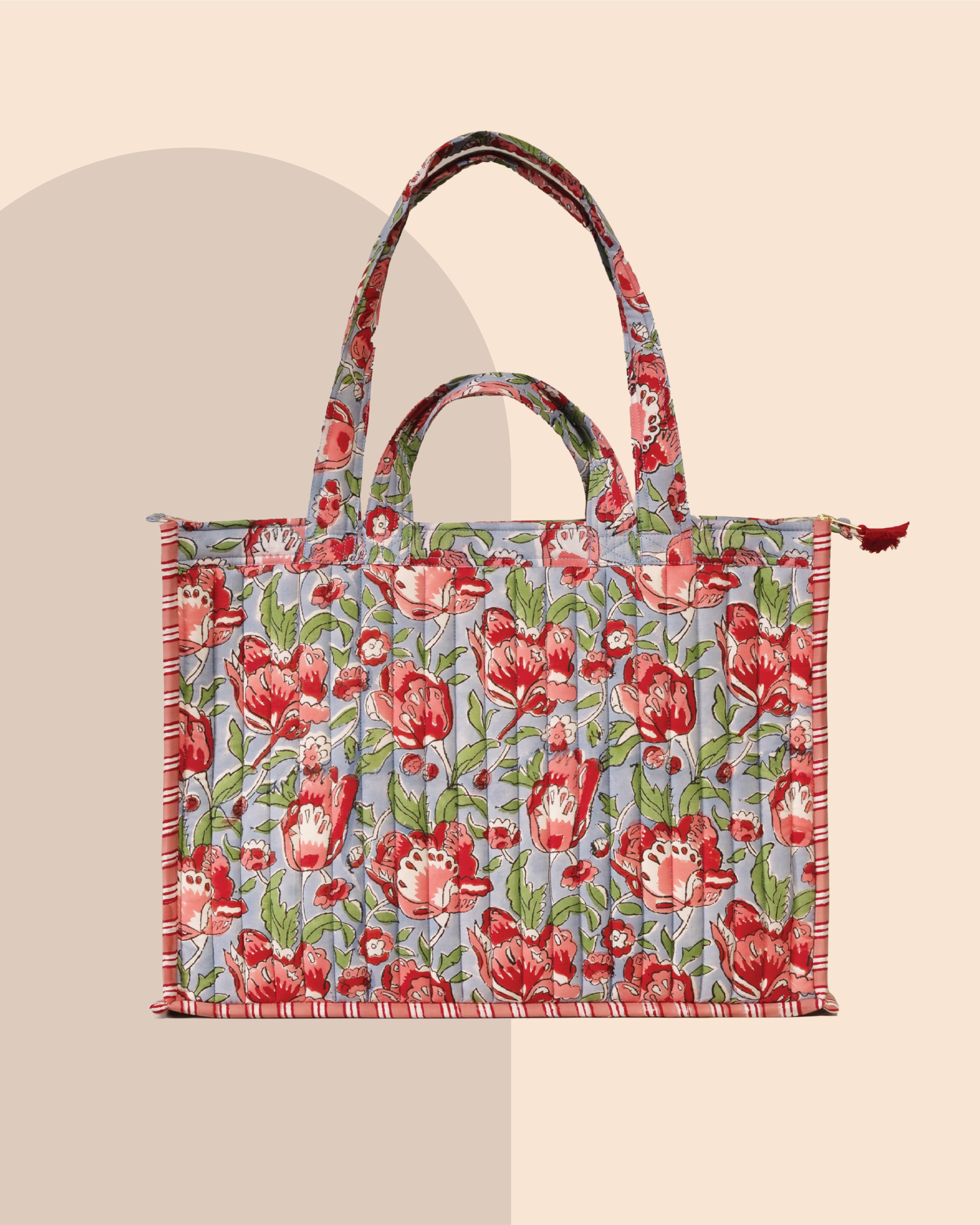 Bloomzilla - Handblock Printed Quilted Tote Bag