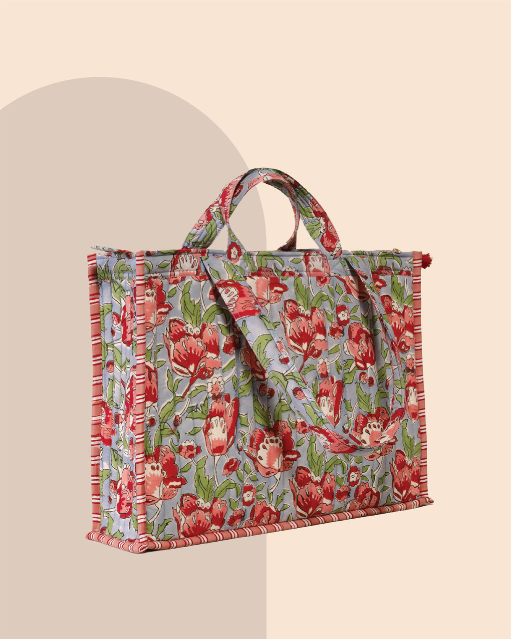 Bloomzilla - Handblock Printed Quilted Tote Bag