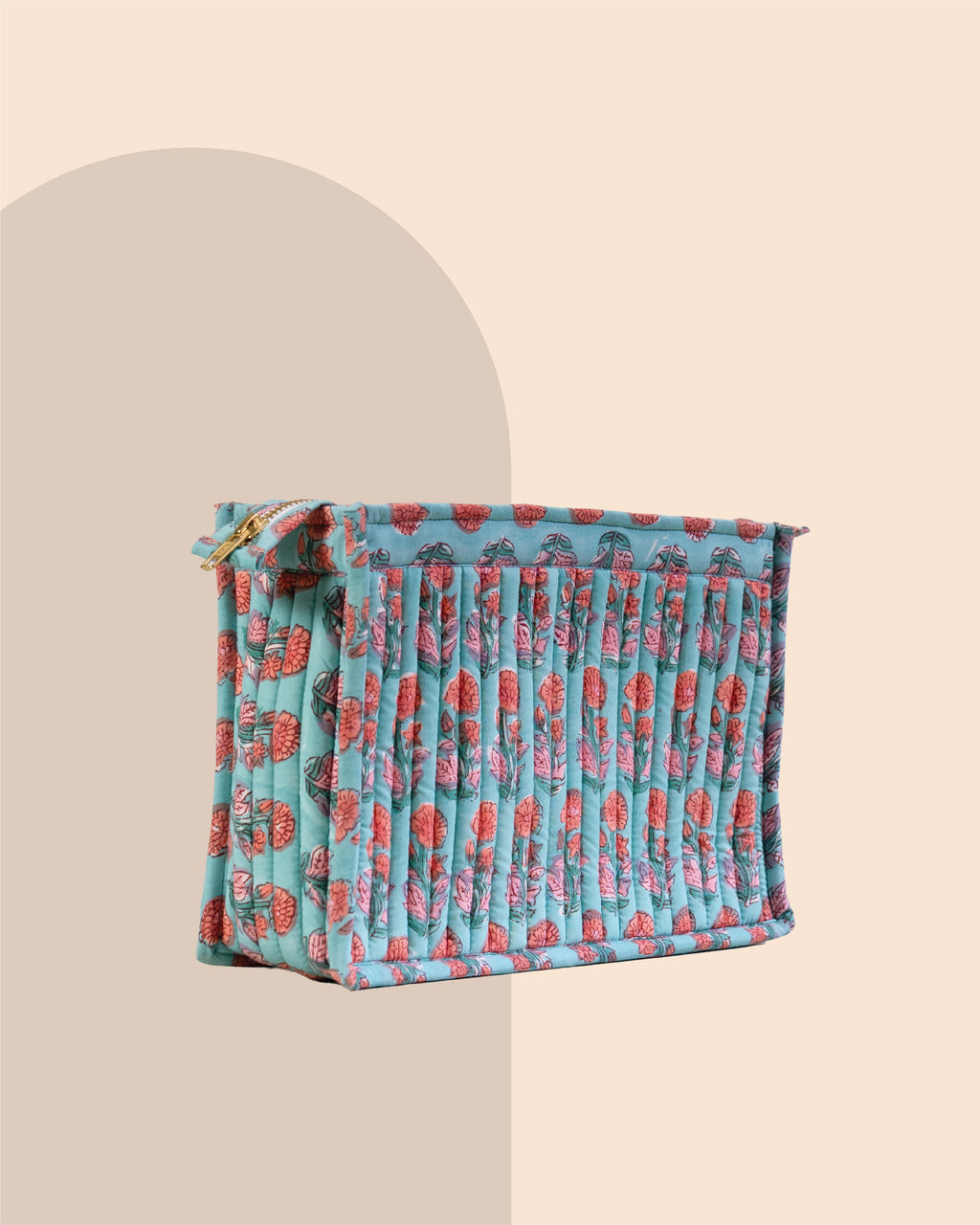 Blueberry Blossom - Handblock Printed Quilted Pouch Trio