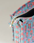 Blueberry Blossom - Handblock Printed Quilted Pouch Trio
