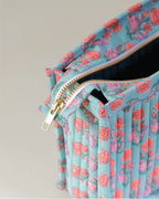 Blueberry Blossom - Handblock Printed Quilted Pouch Trio