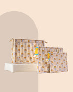 Buttercream Bloom - Handblock Printed Quilted Pouch Trio