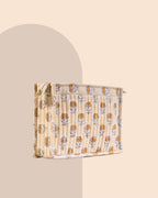 Buttercream Bloom - Handblock Printed Quilted Pouch Trio