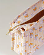 Buttercream Bloom - Handblock Printed Quilted Pouch Trio