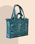 Coastal Crush - Handblock Printed Quilted Tote Bag