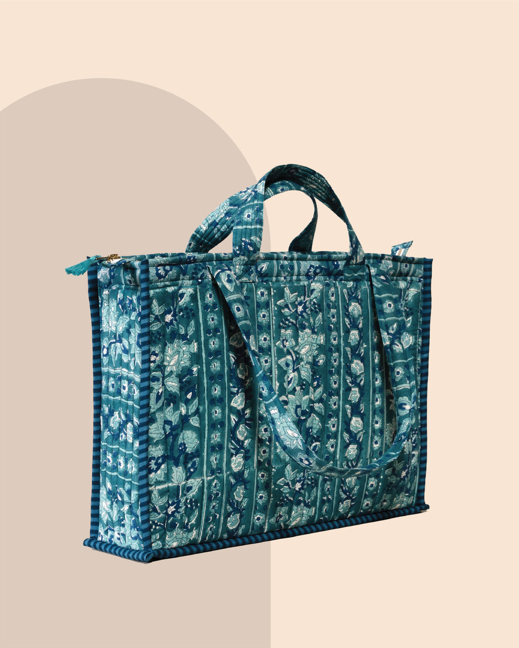 Coastal Crush - Handblock Printed Quilted Tote Bag