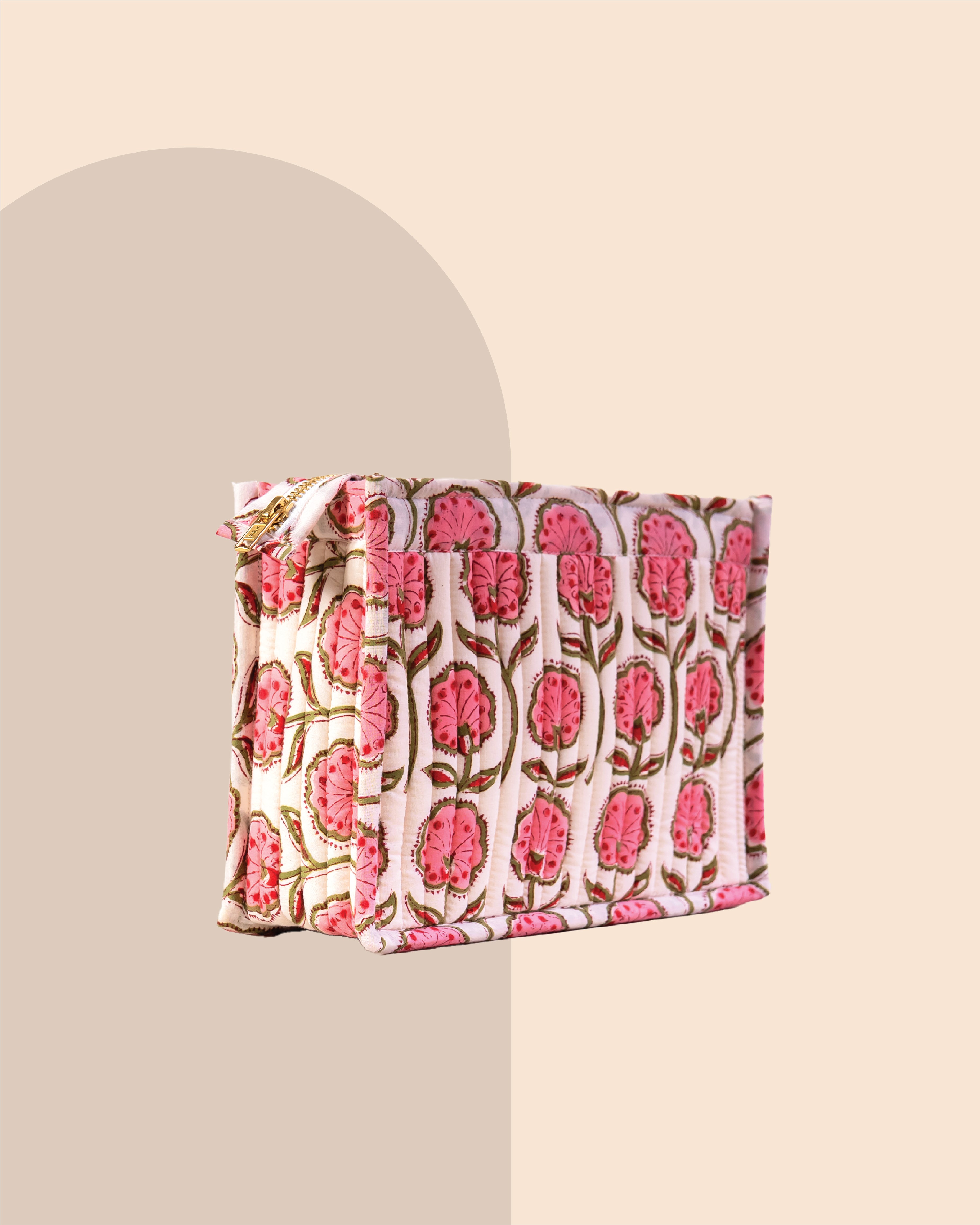 Cotton Candy - Handblock Printed Quilted Pouch Trio