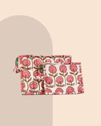 Cotton Candy - Handblock Printed Quilted Pouch Trio