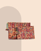 Crimson Sorbet - Handblock Printed Quilted Pouch Trio