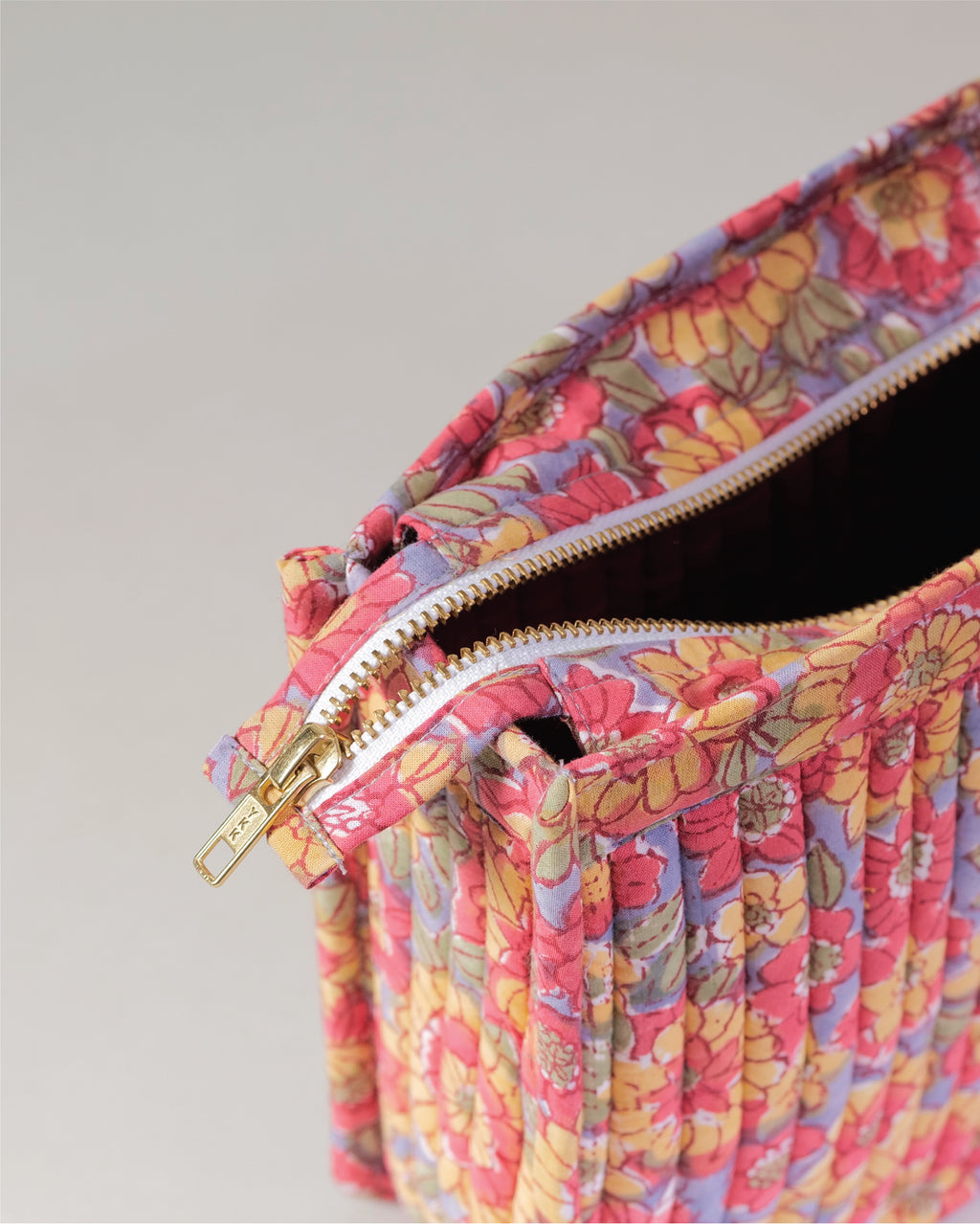 Crimson Sorbet - Handblock Printed Quilted Pouch Trio