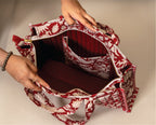 Crimson Crush- Handblock Printed Quilted Tote Bag