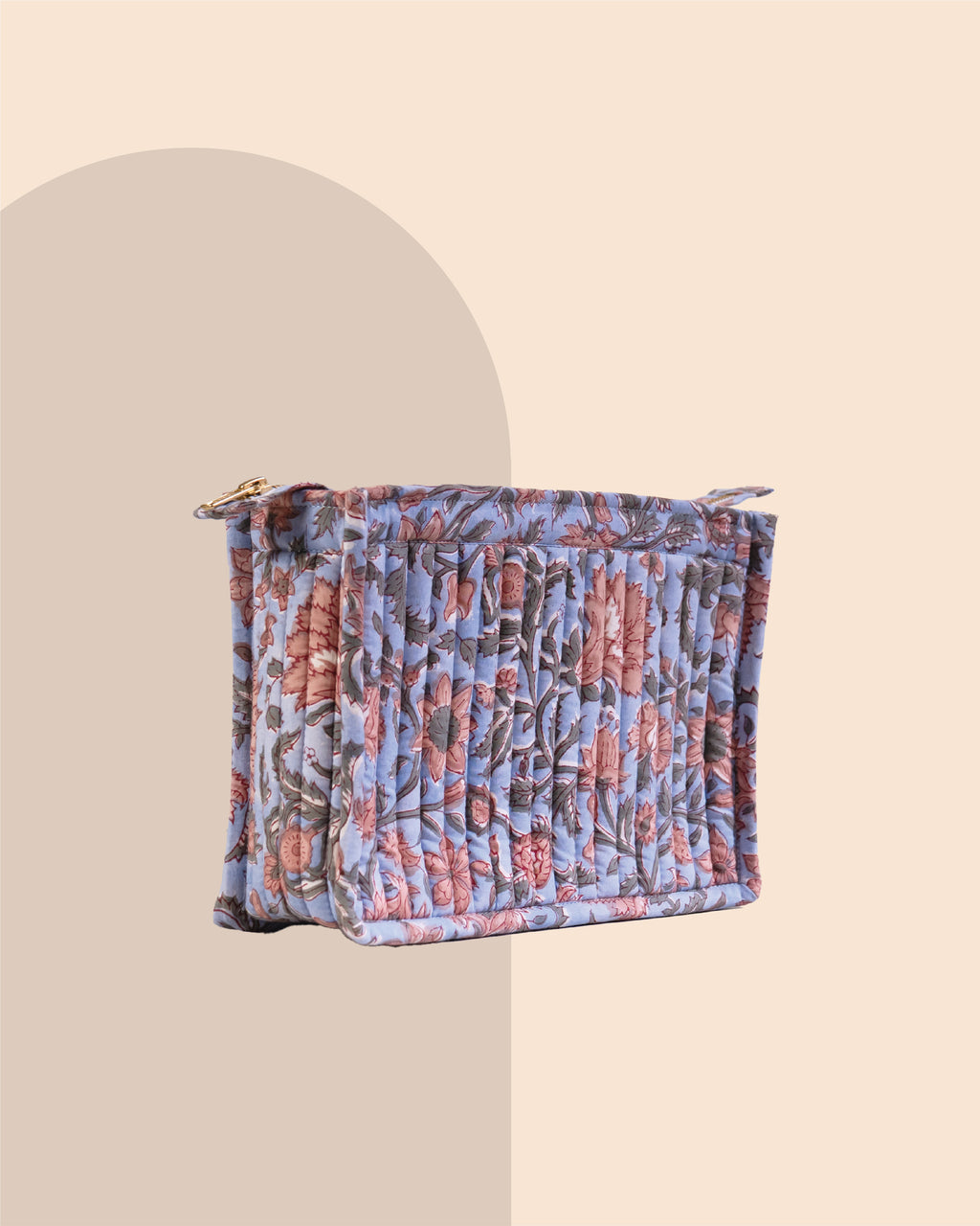Dusty Lilac - Handblock Printed Quilted Pouch Trio