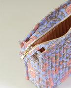 Dusty Lilac - Handblock Printed Quilted Pouch Trio