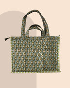 Garden Gossip - Handblock Printed Quilted Tote Bag