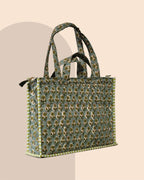 Garden Gossip - Handblock Printed Quilted Tote Bag
