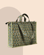 Garden Gossip - Handblock Printed Quilted Tote Bag