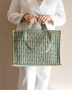 Garden Gossip - Handblock Printed Quilted Tote Bag