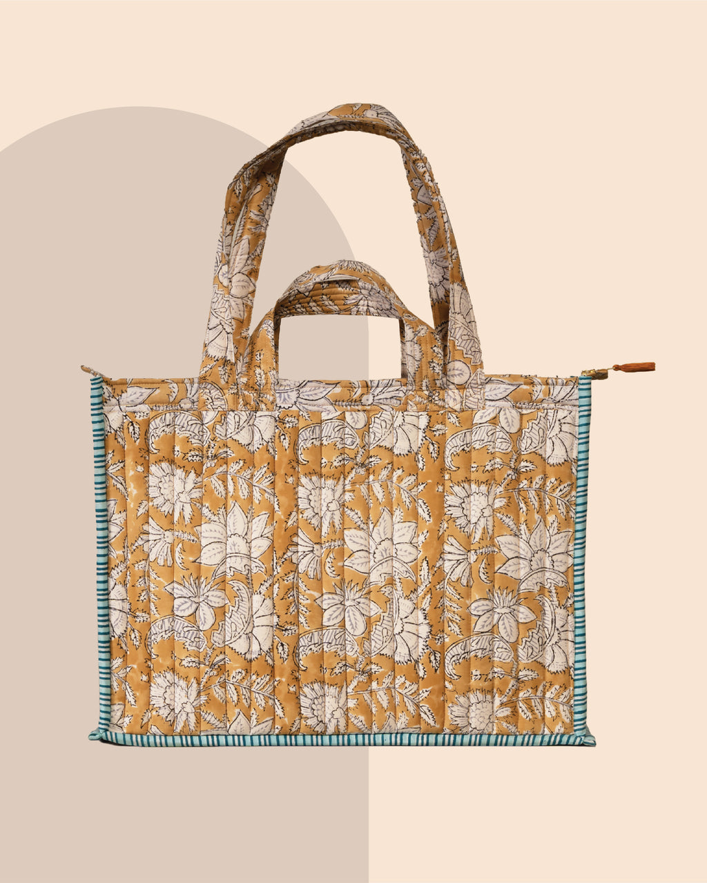 Honey Drama- Handblock Printed Quilted Tote Bag