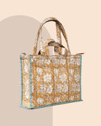 Honey Drama- Handblock Printed Quilted Tote Bag