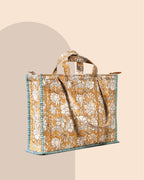 Honey Drama- Handblock Printed Quilted Tote Bag