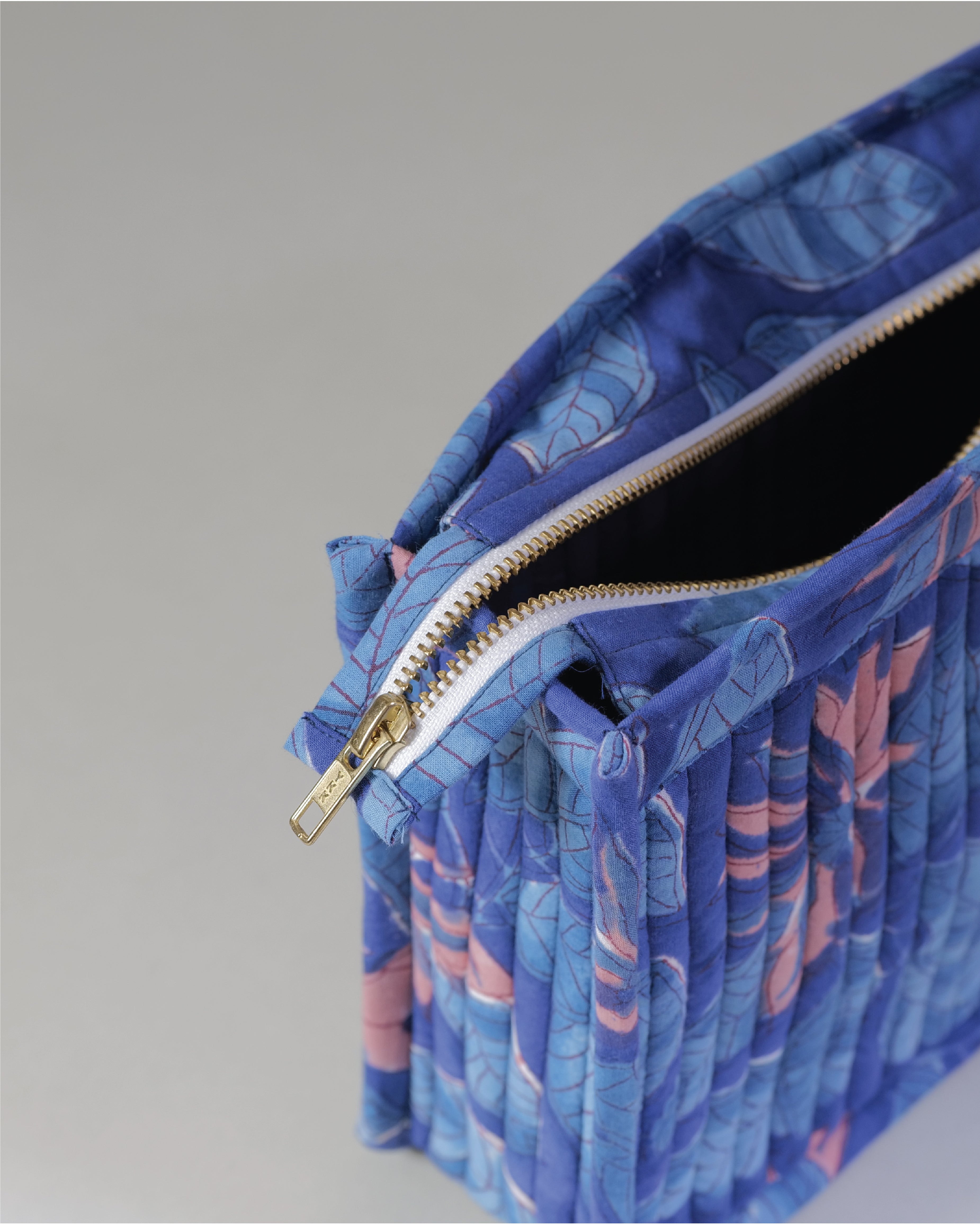 Indigo Blue - Handblock Printed Quilted Pouch Trio