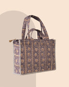 Lavender Latte - Handblock Printed Quilted Tote Bag