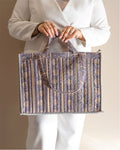 Lavender Latte - Handblock Printed Quilted Tote Bag