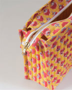 Marigold Bloom - Handblock Printed Quilted Pouch Trio