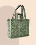 Matcha Mood - Handblock Printed Quilted Tote Bag