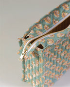 Mint Meadows - Handblock Printed Quilted Pouch Trio