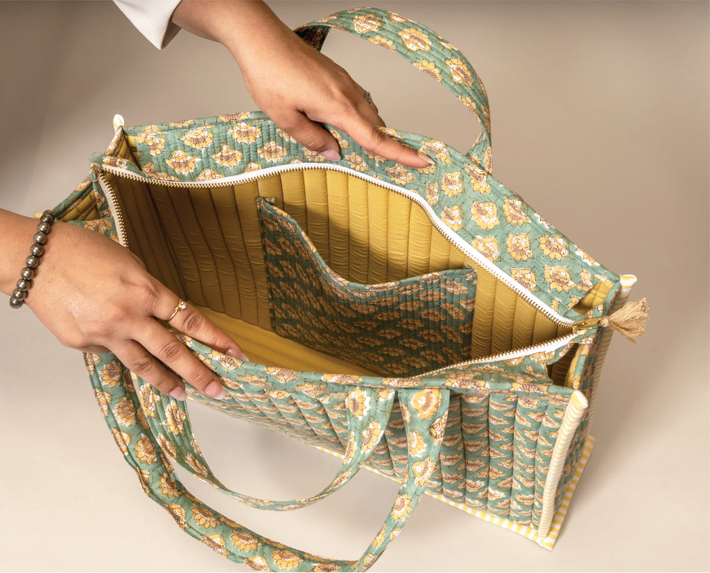 Mint Condition - Handblock Printed Quilted Tote Bag