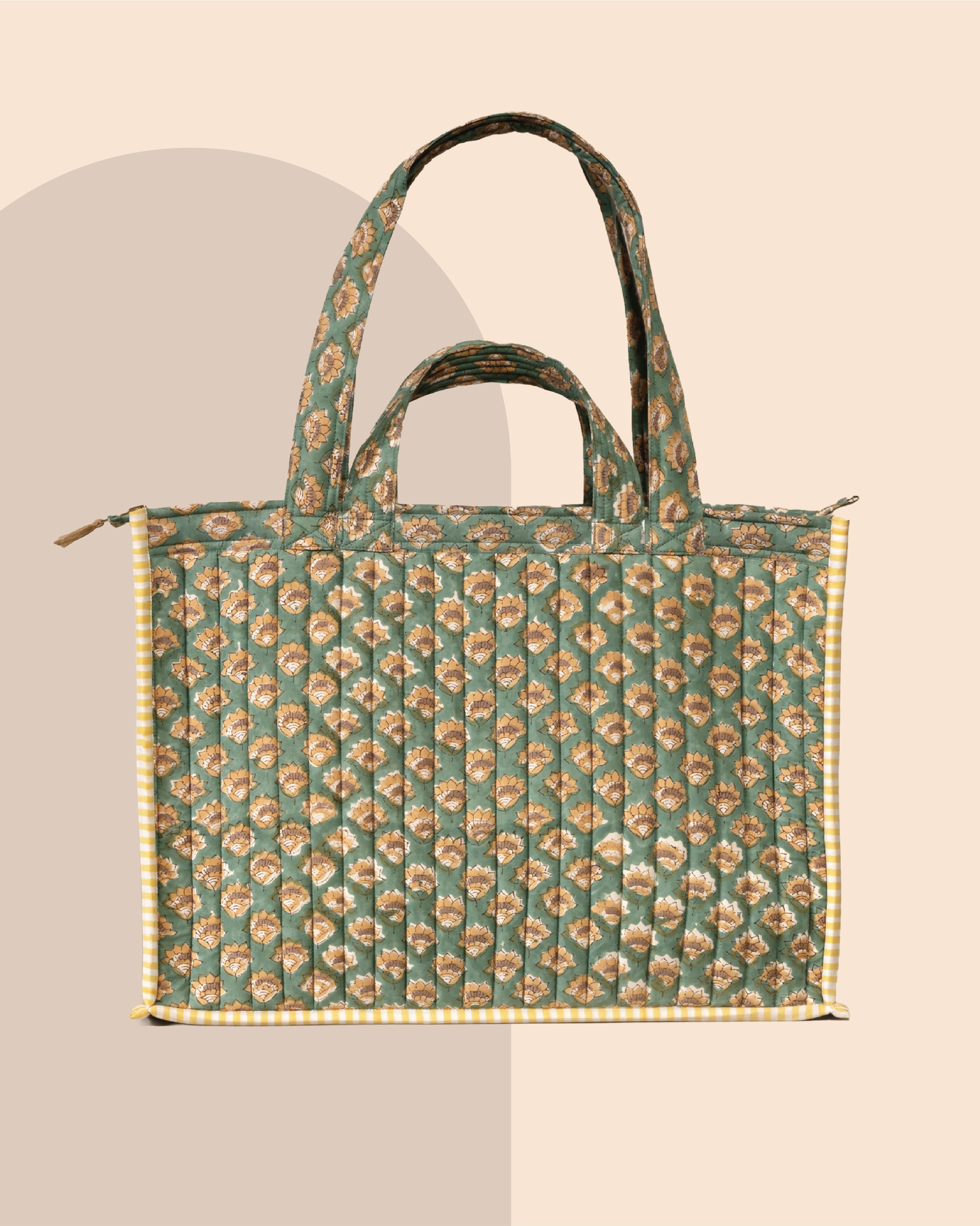 Mint Condition - Handblock Printed Quilted Tote Bag