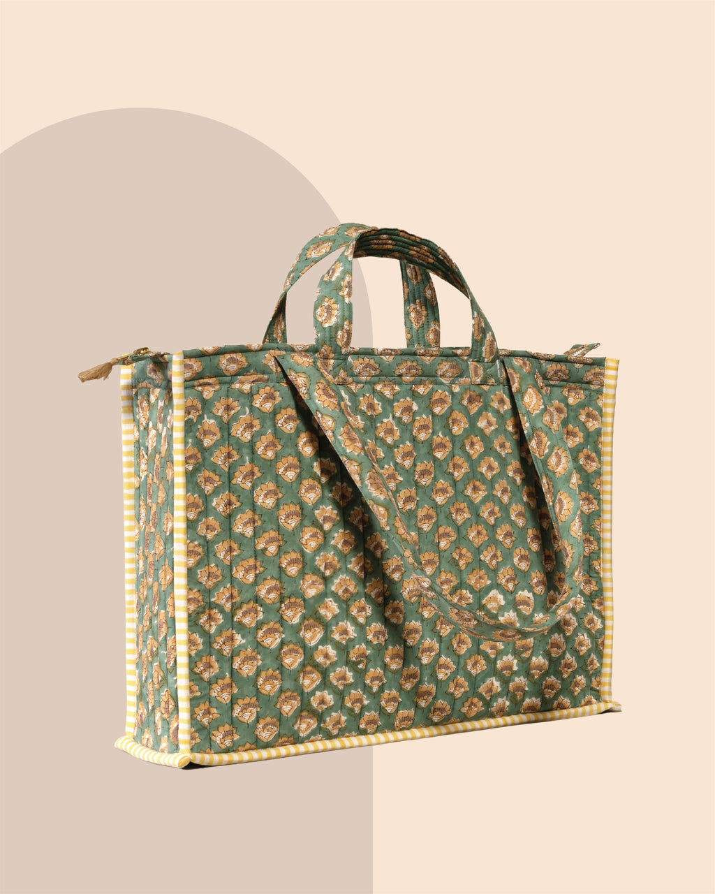 Mint Condition - Handblock Printed Quilted Tote Bag