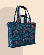 Moonlit Jungle- Handblock Printed Quilted Tote Bag