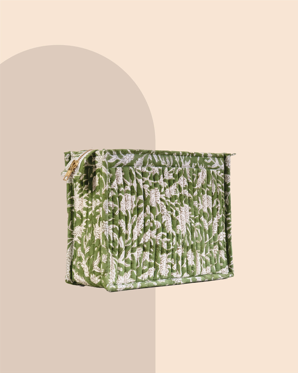 Olive Grove - Handblock Printed Quilted Pouch Trio