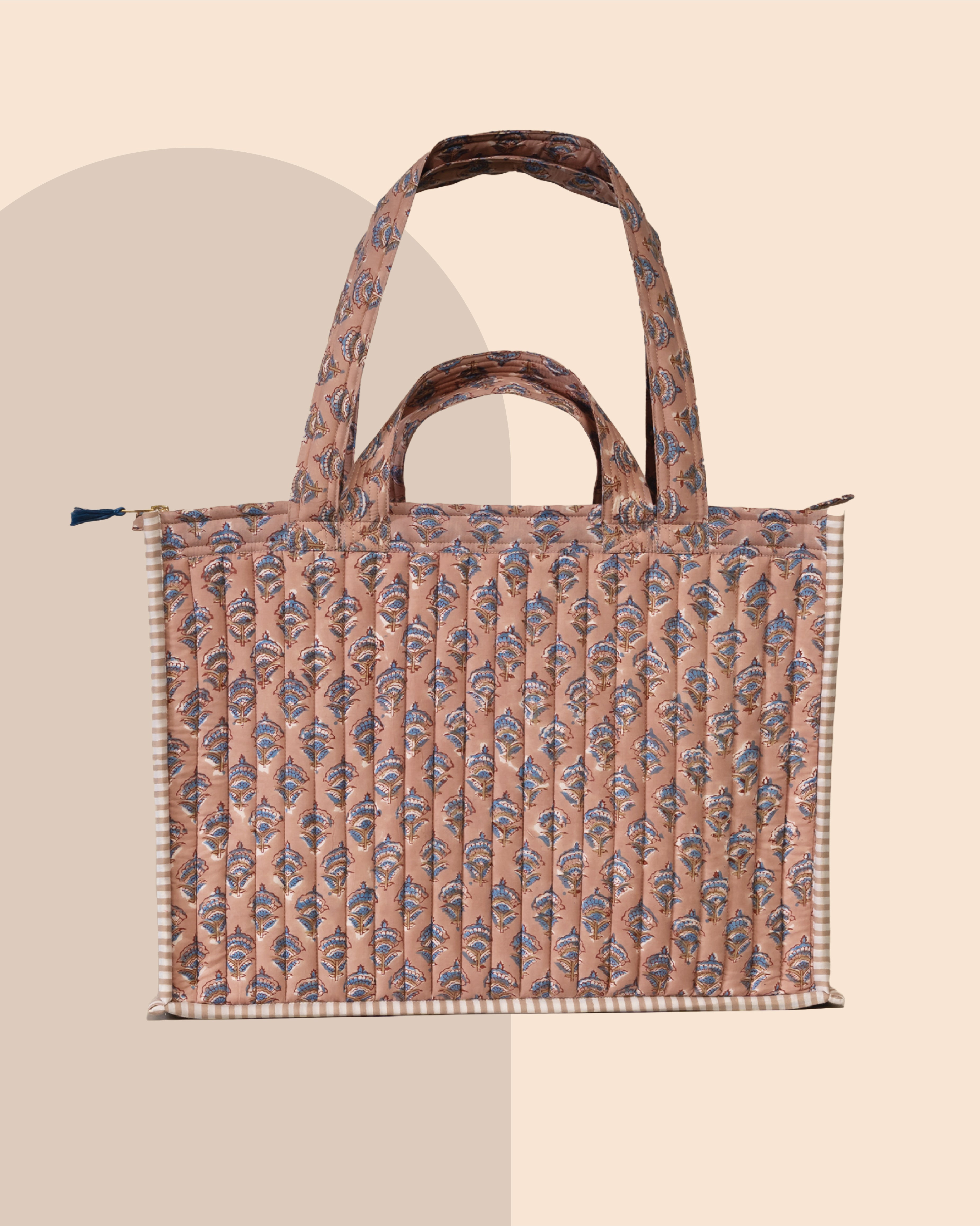 Pastel Problems - Handblock Printed Quilted Tote Bag