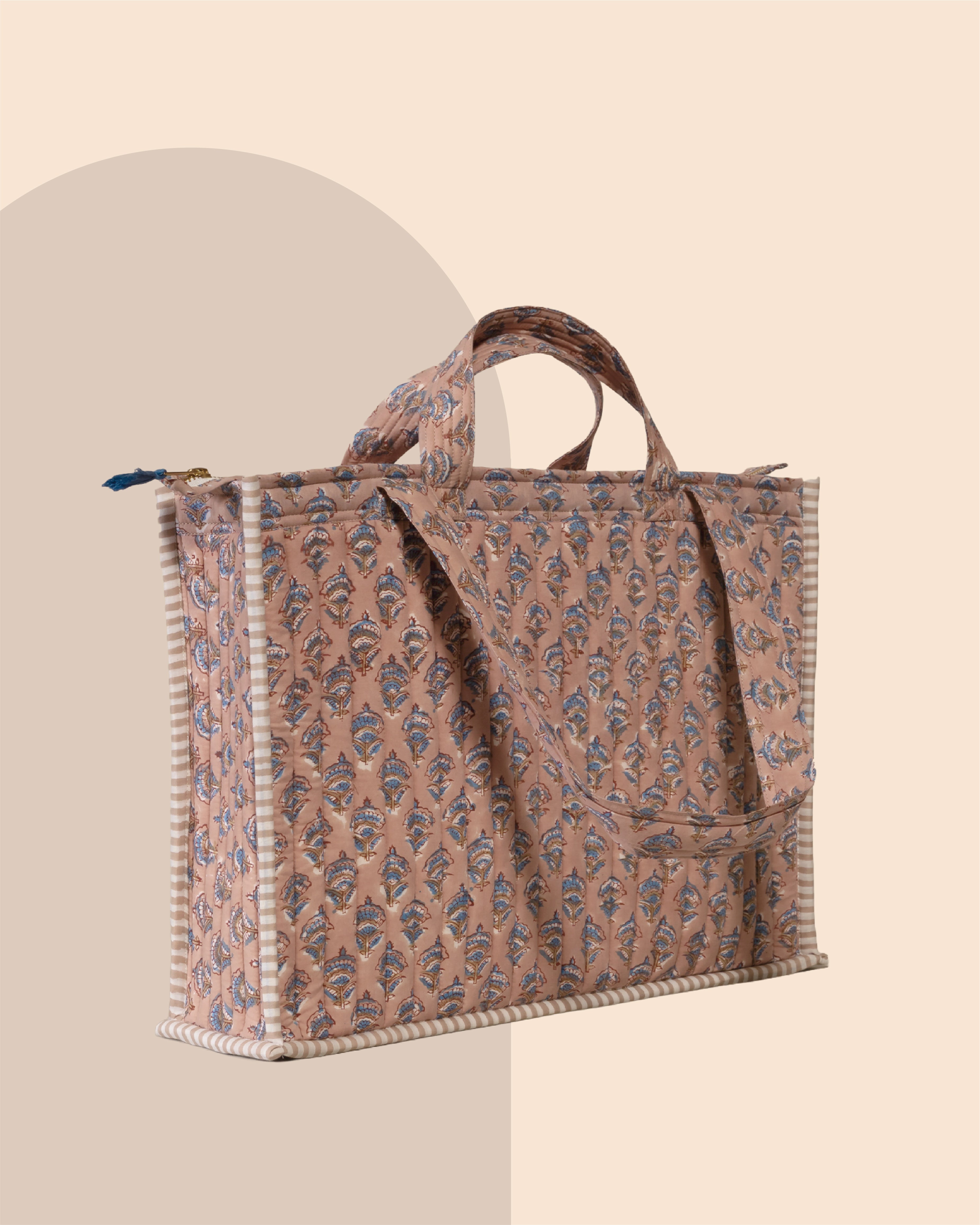 Pastel Problems - Handblock Printed Quilted Tote Bag