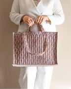 Pastel Problems - Handblock Printed Quilted Tote Bag