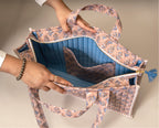 Pastel Problems - Handblock Printed Quilted Tote Bag