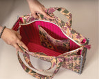 Plum Fiction - Handblock Printed Quilted Tote Bag