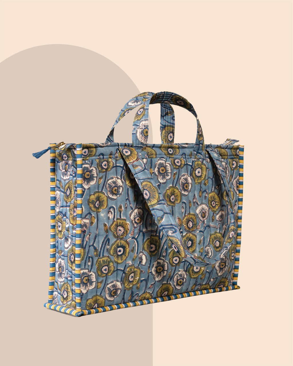 Poppin Off - Handblock Printed Quilted Tote Bag