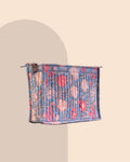 Powder Blue - Handblock Printed Quilted Pouch Trio